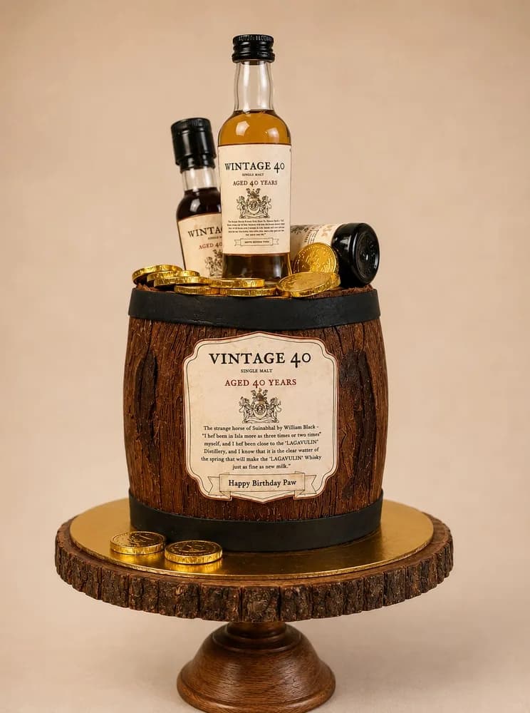 Whisky barrel cake for a 40th birthday